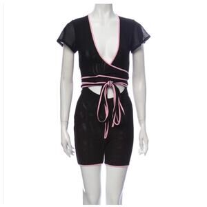 I.AM.GIA Black Pink Asha Cutout Front Tie Romper Size XS